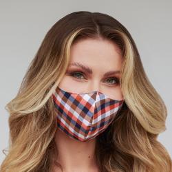 Coral Gingham Face Mask